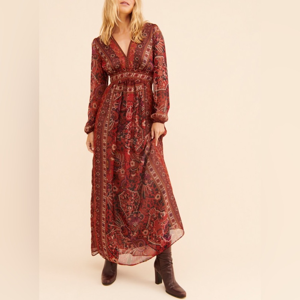 -NWT-Ranna Gill Ceret Anthropologie Maxi Dress Boho Dress Size 0P